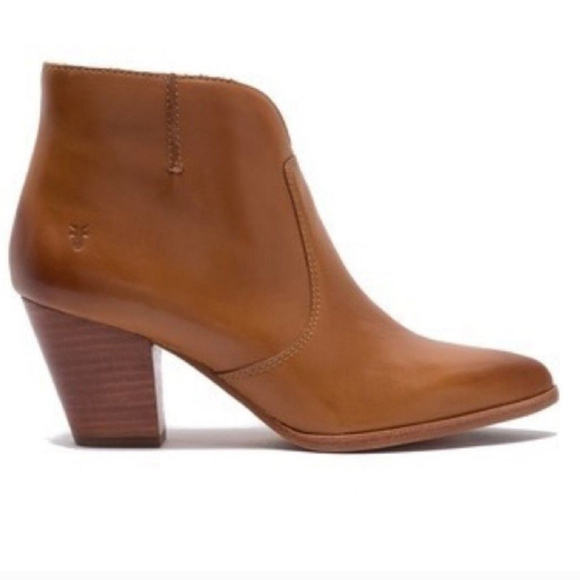 Frye Jennifer Cognac Brown Leather Ankle Booties - Picture 2 of 12